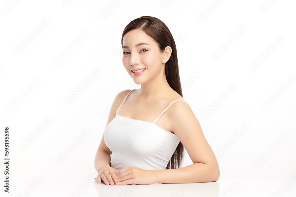 Beautiful young asian woman with clean fresh skin on white background, Face care, Facial treatment, Cosmetology, beauty and spa, Asian women portrait. Beautiful young asian woman with clean fresh skin on white background, Face care, Facial treatment, Cosmetology, beauty and spa, Asian women portrait.