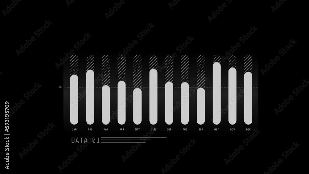 Animated HUD infographic element month column chart. Animated HUD infographic element month column chart.