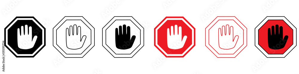 Traffic stop vector icon set. Stop illustration sign collection. warning symbol or logo. Traffic stop vector icon set. Stop illustration sign collection. warning symbol or logo.