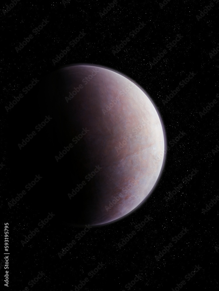 Exoplanet with a solid surface and atmosphere. Rocky planet in space. Beautiful cosmos background. Exoplanet with a solid surface and atmosphere. Rocky planet in space. Beautiful cosmos background.