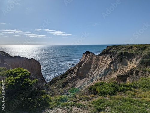  golden cliffs overlooking Half Moon Bay coast