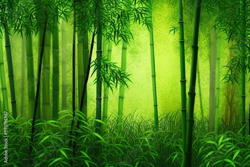 bamboo forest  green landscape. Generative AI