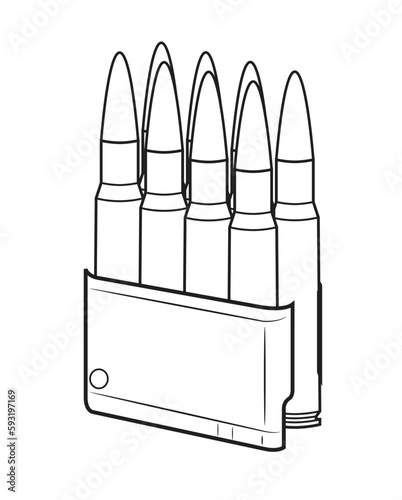 Vector illustration of the M1 Garand cartridge clips with cartridges on the white background.