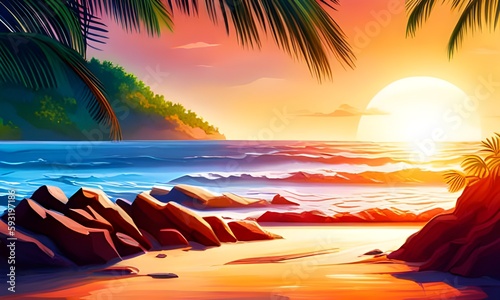 Tropical beach illustration