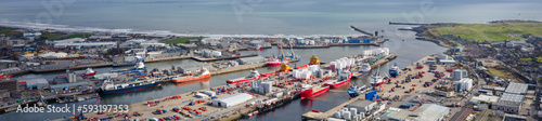 Fotografie Aberdeen harbour and ships viewed from above
