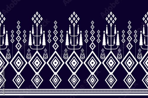 ethnic geometric seamless pattern. Geometric dark blue background. Design for fabric, clothes, decorative paper, wrapping, embroidery, illustration, vector, batik pattern, ethnic pattern