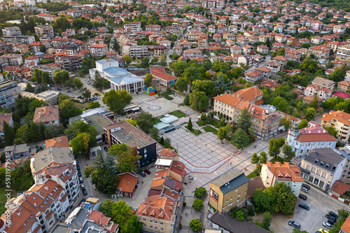 Slika na platnu Panoramic aerial view of the centrum of the town Karlovo, Bulgaria