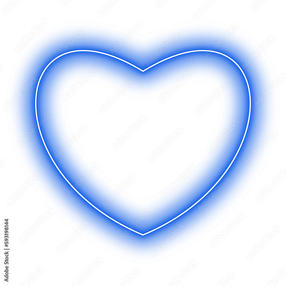 Neon Blue Heart Geometry Shape Outline Stroke