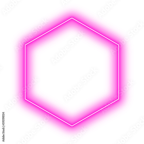 Neon Pink Hexagon Geometry Shape Outline Stroke