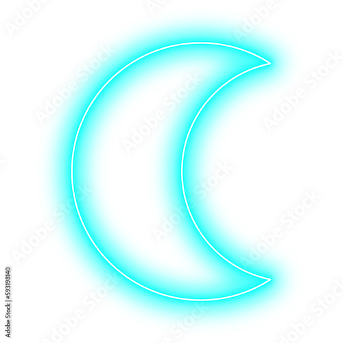 Neon Mint Moon Geometry Shape Outline Stroke