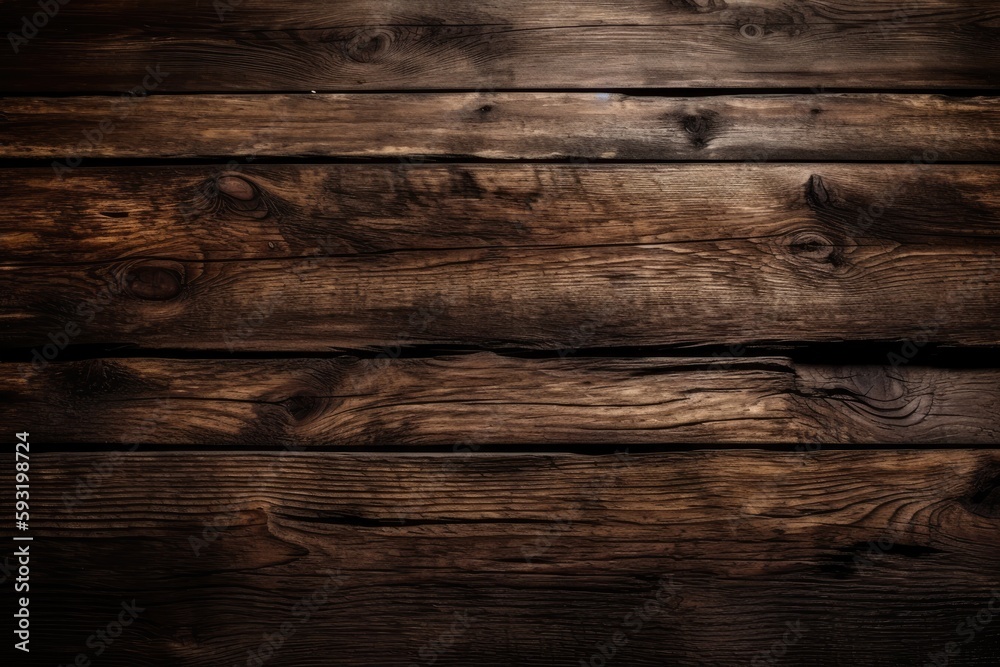 Naklejka premium dark, rough wooden boards in the background. Generative AI