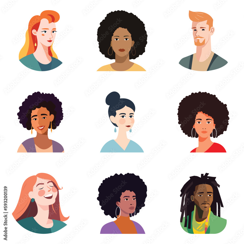 People Avatars Flat Icon Set Isolated On White Background People Avatars Flat Icon Set Isolated On White Background