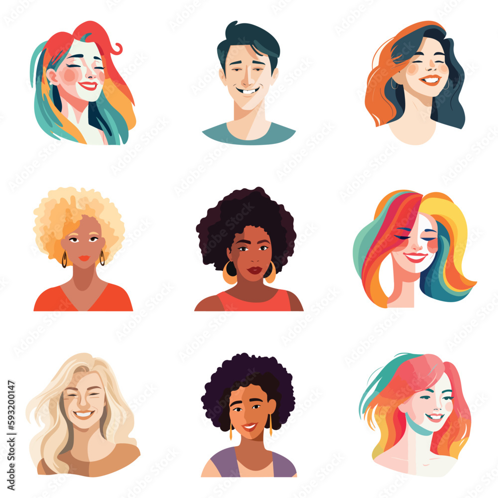 People Avatars Flat Icon Set Isolated On White Background People Avatars Flat Icon Set Isolated On White Background