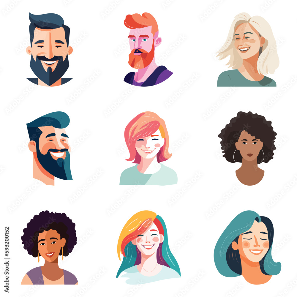 People Avatars Flat Icon Set Isolated On White Background People Avatars Flat Icon Set Isolated On White Background