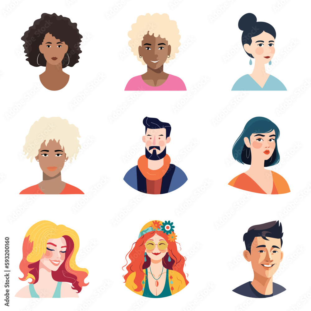 People Avatars Flat Icon Set Isolated On White Background People Avatars Flat Icon Set Isolated On White Background