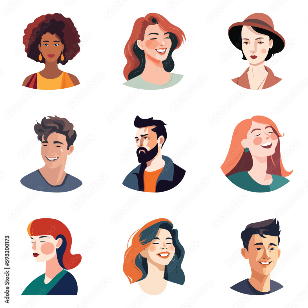 People Avatars Flat Icon Set Isolated On White Background People Avatars Flat Icon Set Isolated On White Background