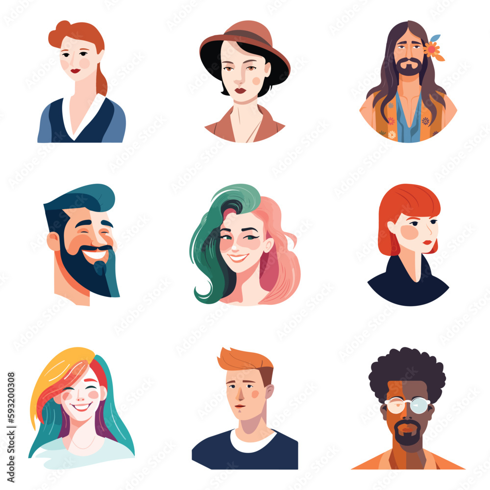 People Avatars Flat Icon Set Isolated On White Background People Avatars Flat Icon Set Isolated On White Background
