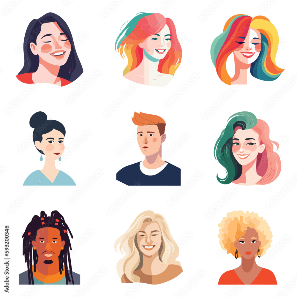 People Avatars Flat Icon Set Isolated On White Background People Avatars Flat Icon Set Isolated On White Background