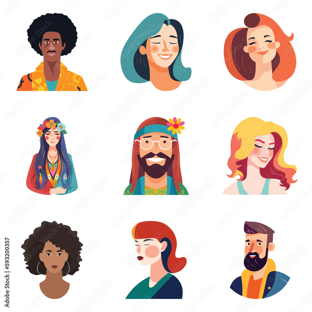 People Avatars Flat Icon Set Isolated On White Background People Avatars Flat Icon Set Isolated On White Background