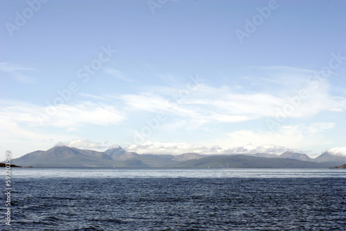 View of the Cuilins from loch Carron - Plockton - Highlands - Scotland - UK