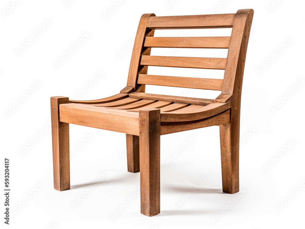 wooden garden chair on isolated white background Generated AI wooden garden chair on isolated white background Generated AI