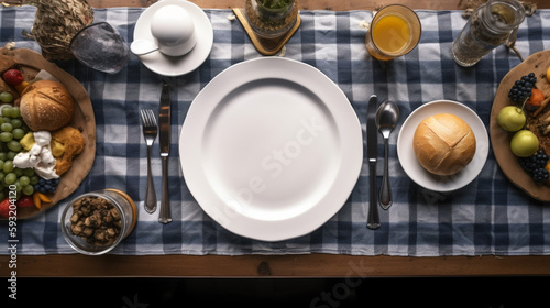 food table setting. top view