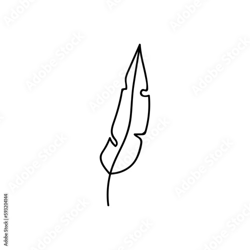 Hand drawn vector feather. Isolated on white background