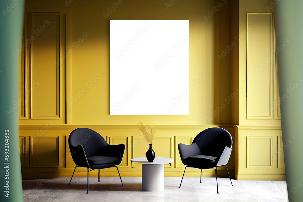Canvas On Wall As Modern Poster Design Template Mock up Generative AI 