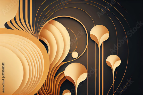Golden Art Nouveau design style wallpaper background (Generative AI)