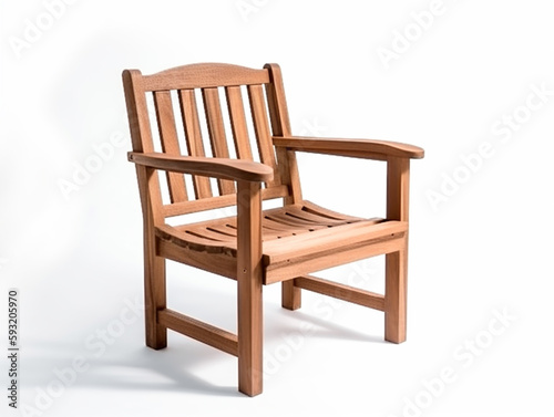 wooden garden chair on isolated white background