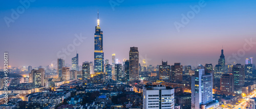 Night view of Zifeng building and city skyline in Nanjing, Jiangsu, China © Govan