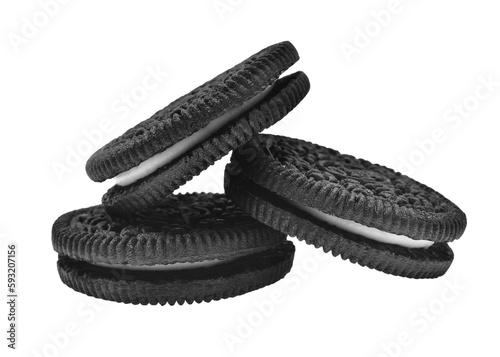 Chocolate cookie and cream isolated on transparent background. PNG