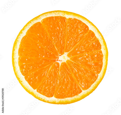 Slice of orange fruit isolated on transparent background. PNG photo