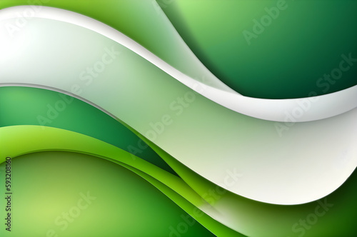 Abstract green background. Smooth curved lines. Generative AI