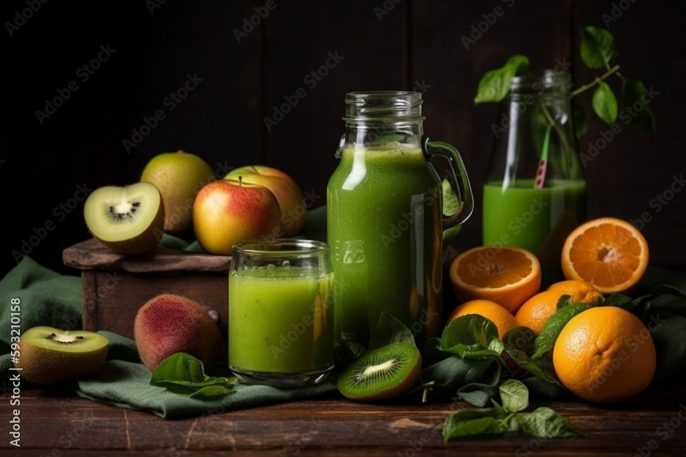 Freshly Squeezed Fruit for a Healthy Lifestyle. Ai generated. Freshly Squeezed Fruit for a Healthy Lifestyle. Ai generated.