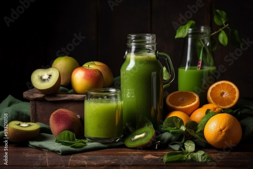 Freshly Squeezed Fruit for a Healthy Lifestyle. Ai generated.