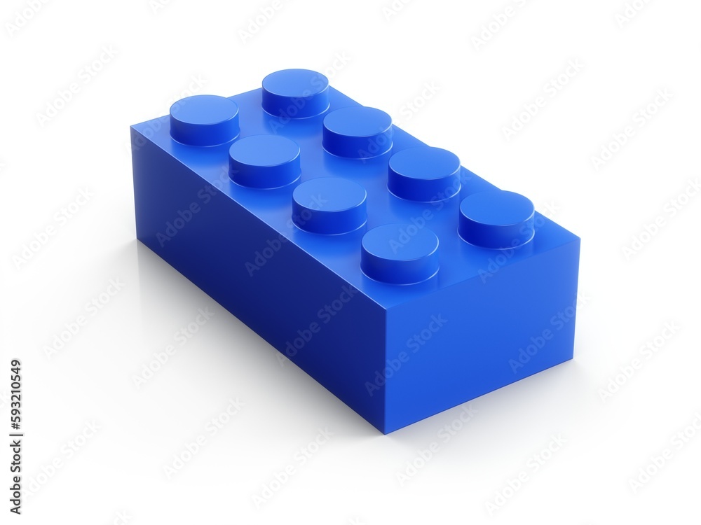 3D Rendering Blue Toy Brick Isolated on white Background 3D Rendering Blue Toy Brick Isolated on white Background