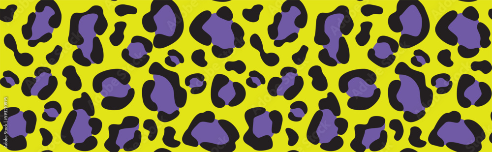 Fototapeta premium Colorful leopard jaguar skin seamless pattern. Trendy vector cartoon illustration design