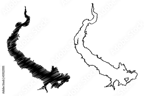Lake Assad (Syrian Arab Republic, Syria) map vector illustration, scribble sketch Buhayrat al-Assad map