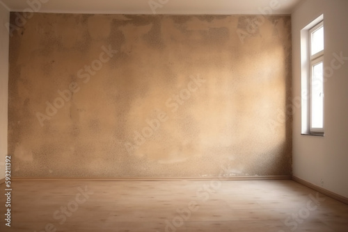 room minimal wall light beige blank plaster texture design window. Generative AI.