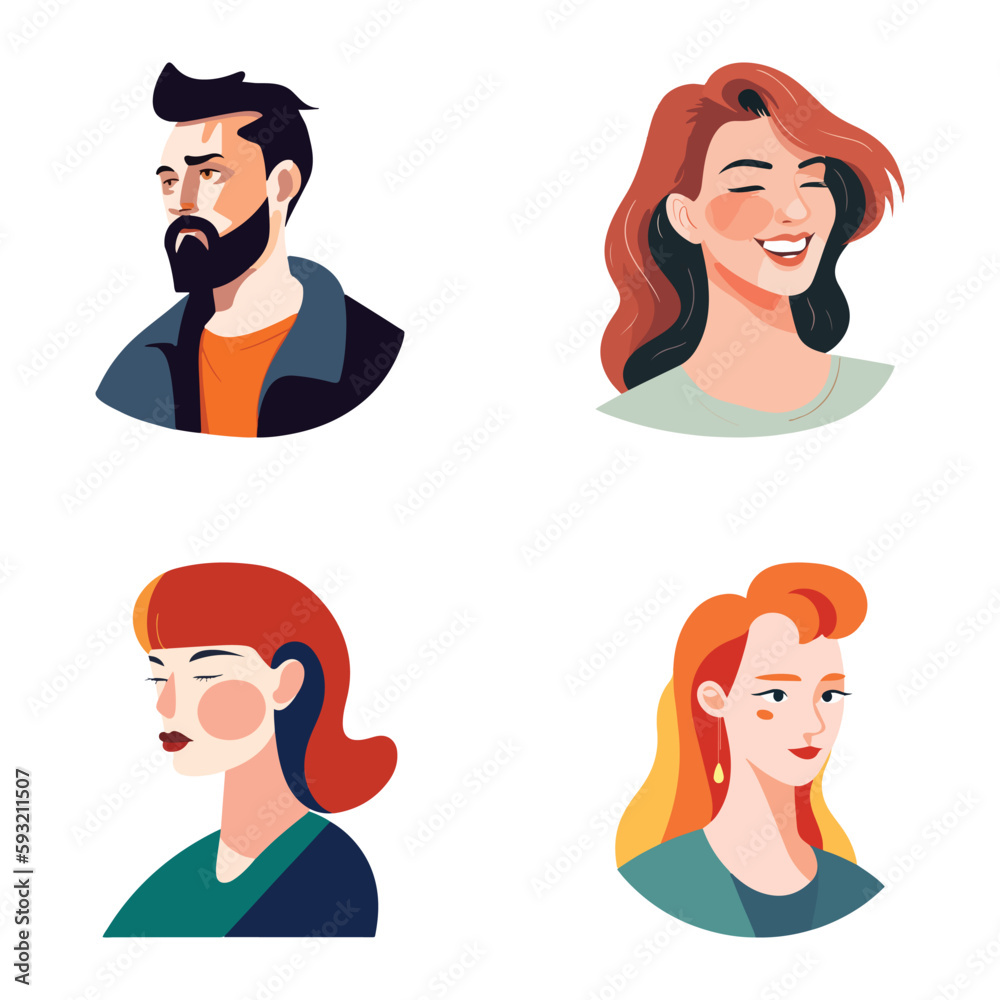 People Avatars Flat Icon Set Isolated On White Background People Avatars Flat Icon Set Isolated On White Background