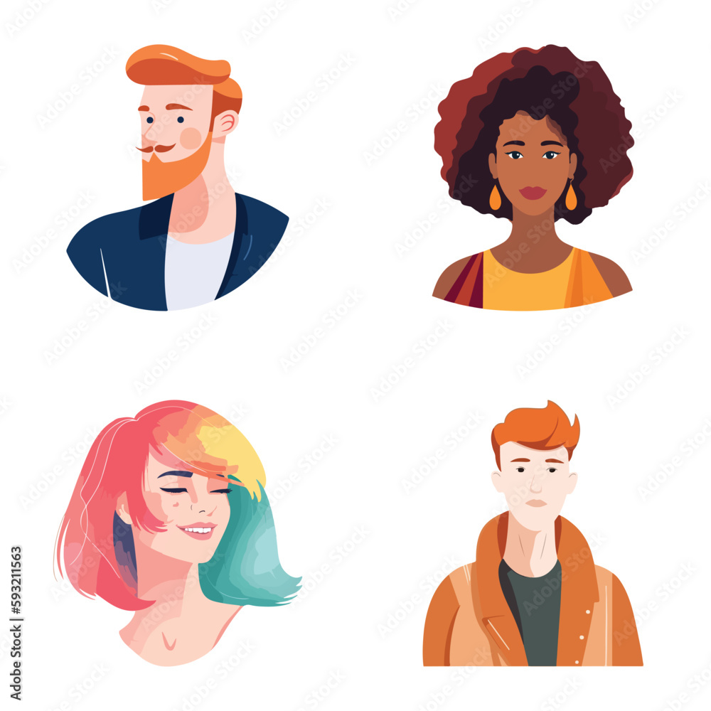 People Avatars Flat Icon Set Isolated On White Background People Avatars Flat Icon Set Isolated On White Background