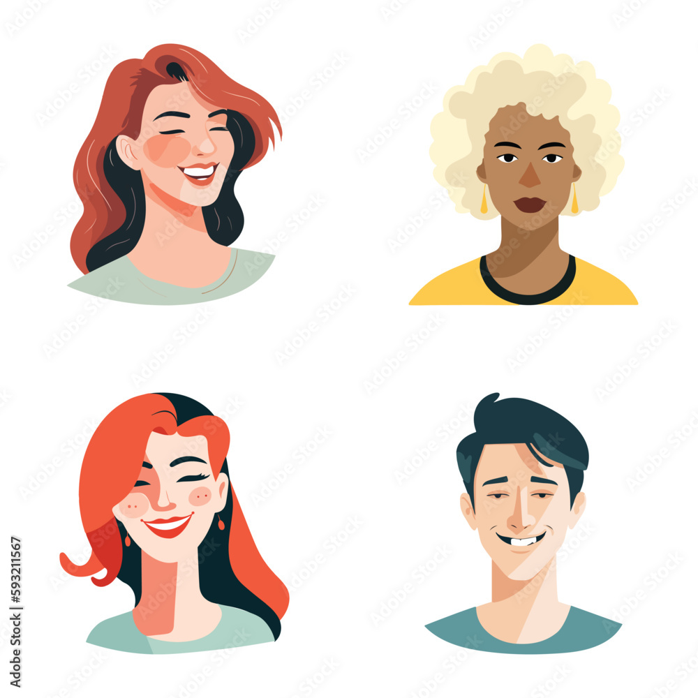 People Avatars Flat Icon Set Isolated On White Background People Avatars Flat Icon Set Isolated On White Background