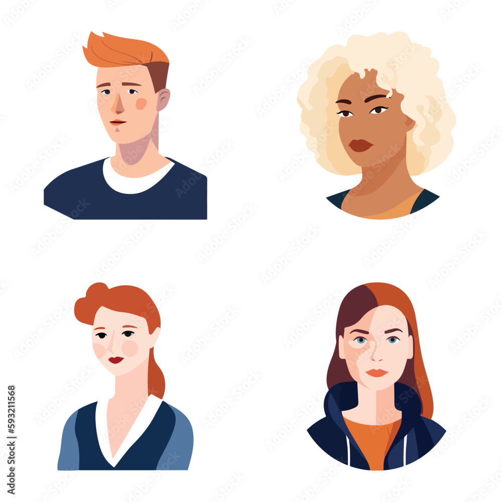 People Avatars Flat Icon Set Isolated On White Background People Avatars Flat Icon Set Isolated On White Background