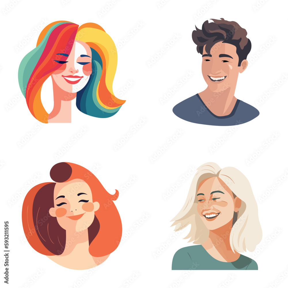 People Avatars Flat Icon Set Isolated On White Background People Avatars Flat Icon Set Isolated On White Background