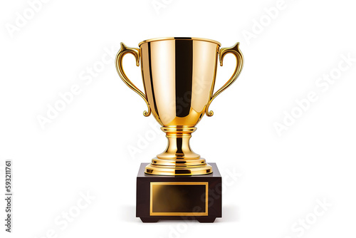 Golden cup of the winner on a white isolated background, award for the first place in the championship, Generative AI.