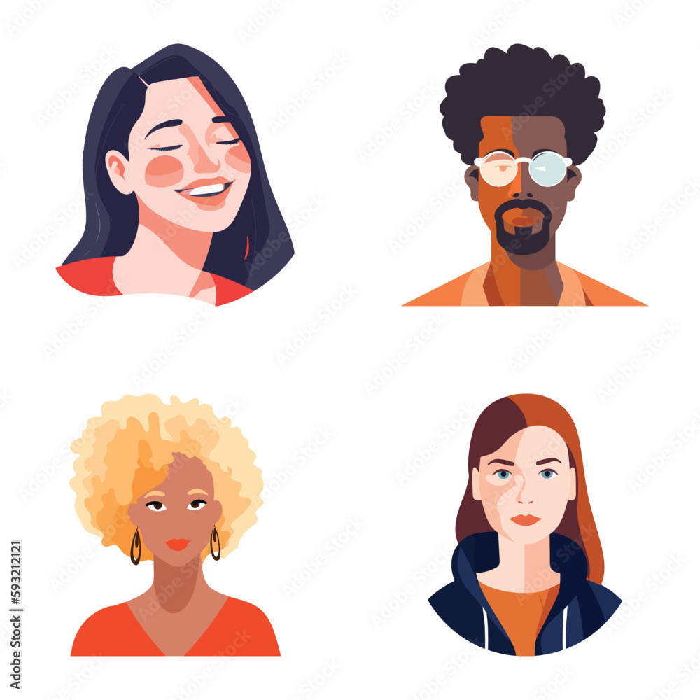 People Avatars Flat Icon Set Isolated On White Background People Avatars Flat Icon Set Isolated On White Background