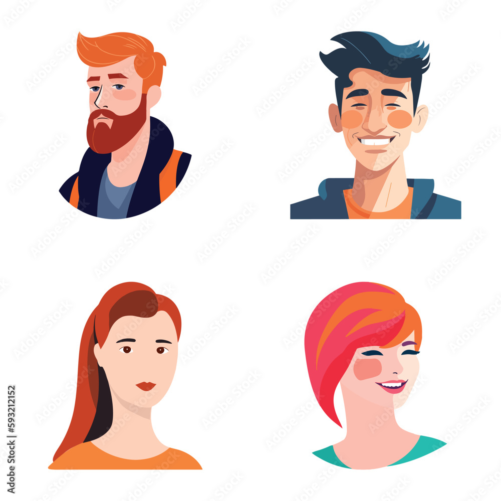 People Avatars Flat Icon Set Isolated On White Background People Avatars Flat Icon Set Isolated On White Background