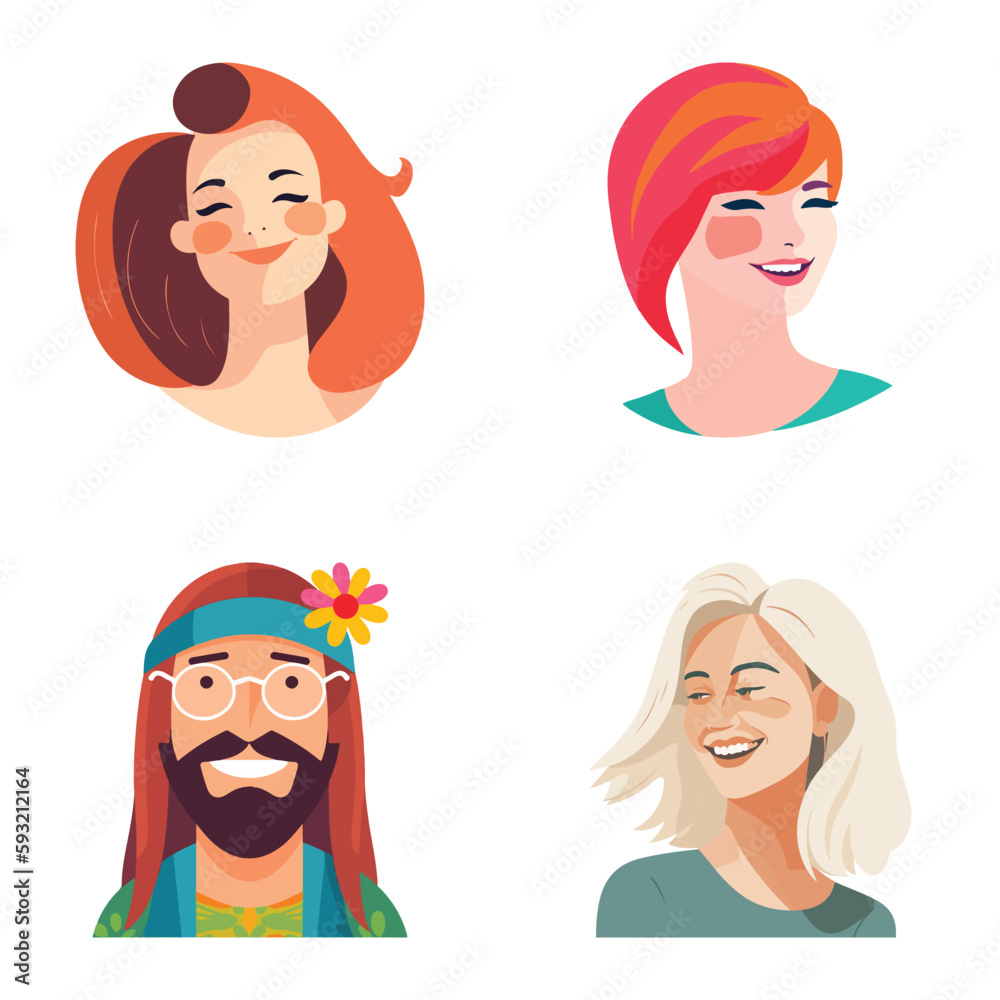 People Avatars Flat Icon Set Isolated On White Background People Avatars Flat Icon Set Isolated On White Background