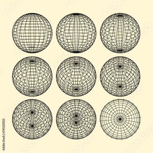 Globe Earth Grid Wireframe Vector Illustration
